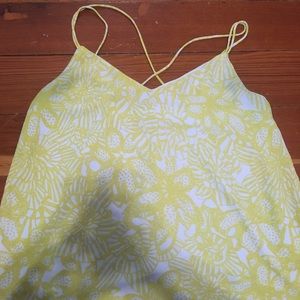 Yellow and White Floral Blouse Tank Top